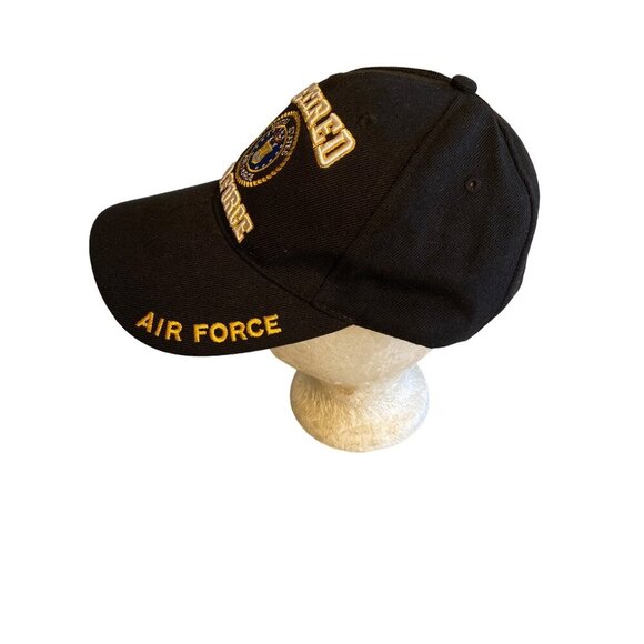 Retired Air Force Black Adjustable Baseball Hat With Embroidered Logo & Text - Picture 3 of 8